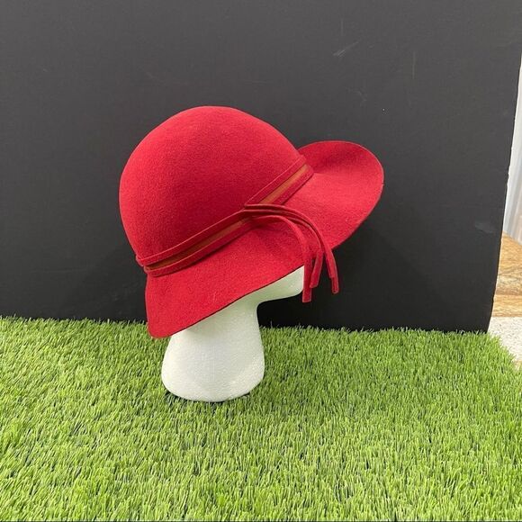 VTG Doeskin Felt 100% Wool - Miss Bierner Red Hat - Picture 5 of 7